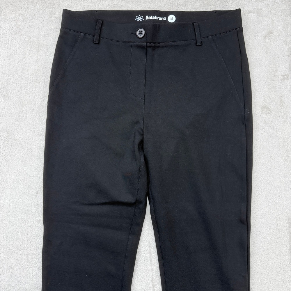Betabrand Pants Women's Medium Dress Pant Yoga Pants Black Straight Leg Cropped - Picture 2 of 10
